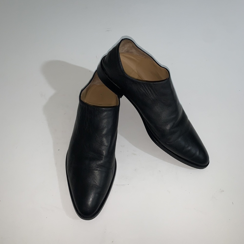 Everlane Shoes Womens Size 8 Black Leather Pointed Toe Slip On Flats Made Italy